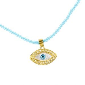 Light Blue Eye Beaded Necklace (8002)